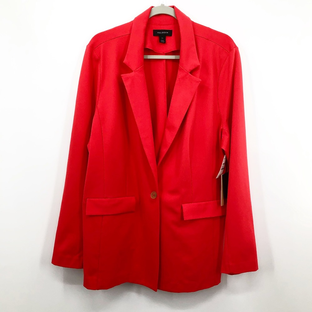 HALOGEN Red Bloom Pocket Blazer